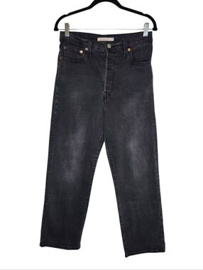 Levi's Ribcage Straight Button Fly Faded Black Jeans Size 29